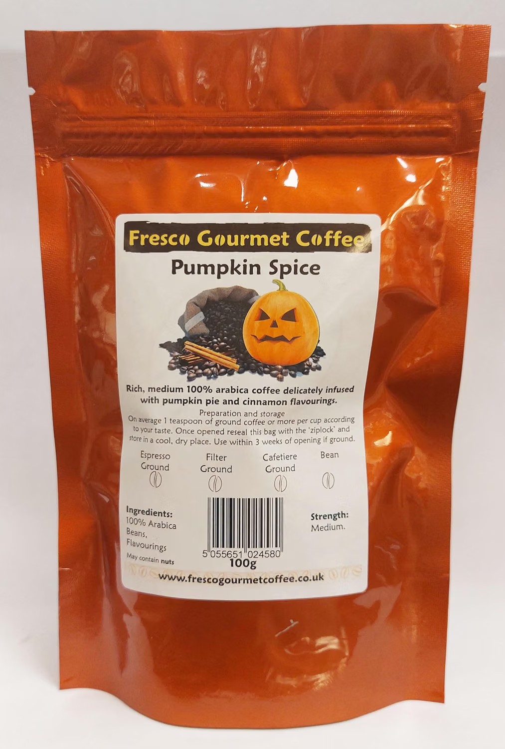 Fresco Gourmet Coffee Pumpkin Spice flavoured coffee, 100g