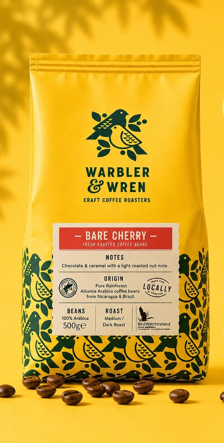 Warbler & Wren Bare Cherry fresh roasted coffee beans, 500g, medium/dark roast