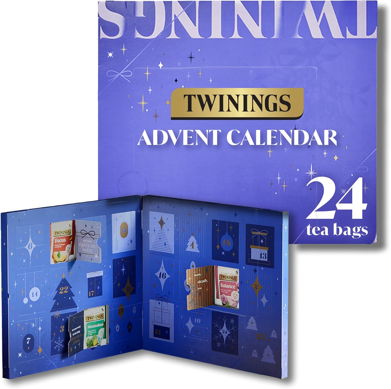 Twinings tea advent calendar box decorated for Christmas