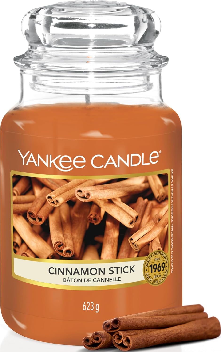 Large red Yankee Candle Cinnamon Stick jar candle